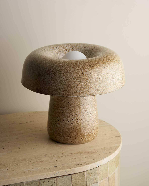 Robert Gordon Nest ceramic table lamp, white ochre | Norsu Interiors