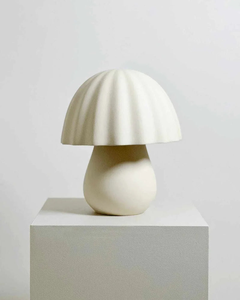 Robert Gordon Periwinkle Lamp bone ceramic table lamp with mushroom shape and unique hand-glazed finish