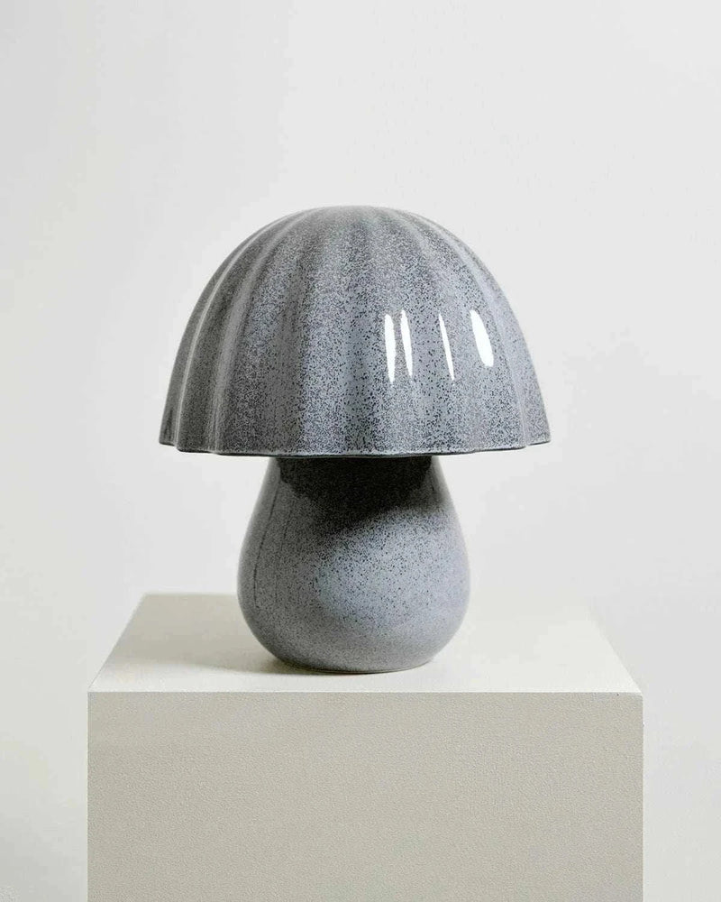 Robert Gordon Periwinkle Lamp handcrafted ceramic table lamp with blue reactive glaze and LED globe