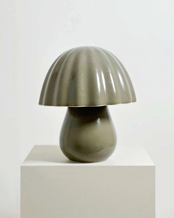 Robert Gordon Nest ceramic table lamp, olive | Norsu Interiors