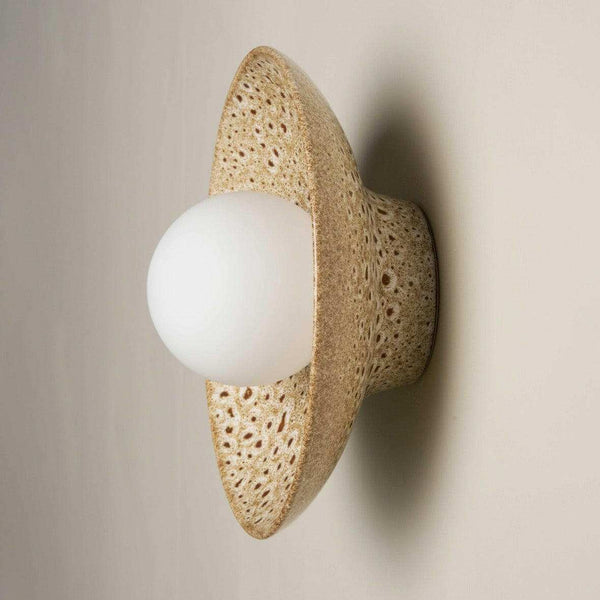 Robert Gordon Dish ceramic wall sconce, white ochre | Norsu Interiors