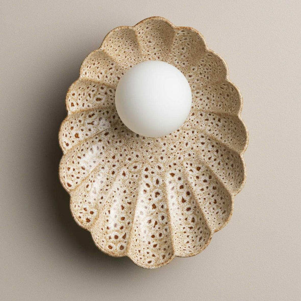 Robert Gordon Oyster ceramic sconce light, white ochre | Norsu Interiors