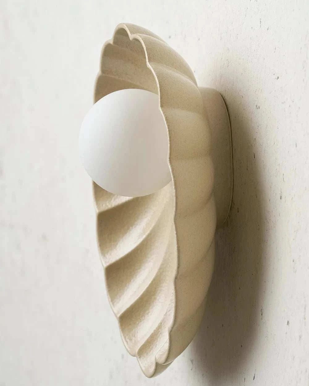 Robert Gordon Interiors Wall Sconce Robert Gordon Oyster Ceramic Sconce Light, Sand