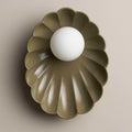Robert Gordon Oyster Ceramic Sconce Light, Olive