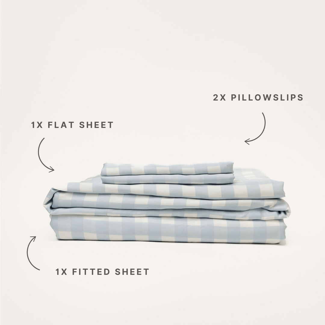 Mulberry Threads Bed Linen Mulberry Threads Sky Gingham Bamboo Sheet Set