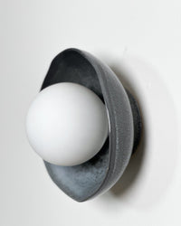 Robert Gordon Shell Wall Sconce ceramic wall light, hand glazed in Storm | norsu Interiors
