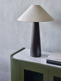 GlobeWest Lorne Canopy Table Lamp - Snowgum - White, styled in a room setting