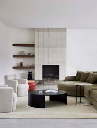 GlobeWest Bower Frame Rug - Cloud, styled in a room setting
