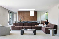 GlobeWest Bower Frame Rug - Cloud, styled in a room setting