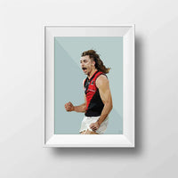 DG Designs Dom Gauci kids art print of Sam Draper AFL football player in sage green frame