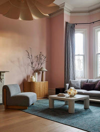 GlobeWest Lorne Canopy Table Lamp - Shiraz - Oatmeal, styled in a room setting