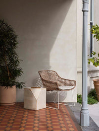 GlobeWest Hanson Alo Planter - Biscuit, styled in a room setting