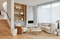 GlobeWest Hugo Vera 4 Seater Sofa - Oat Boucle, styled in a room setting