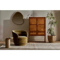 Globe West Side Tables Pablo Marble Side Table - Natural Ash / Natural Brown Vein Marble