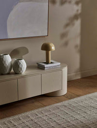 GlobeWest Pluto Entertainmet Unit - Porcelain, styled in a room setting