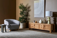 GlobeWest Hanson Alo Planter - Moonstone, styled in a room setting