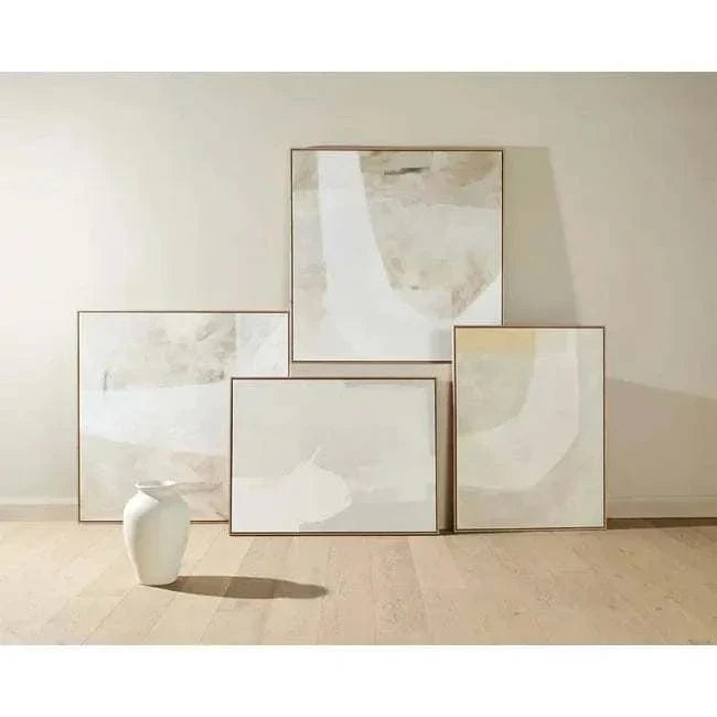 Minimalist Sand Collection Wall Art in neutral tones on Indian cotton canvas with natural Victorian Ash frame