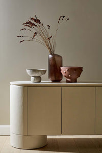 GlobeWest Pluto Buffet - Porcelain, styled in a room setting