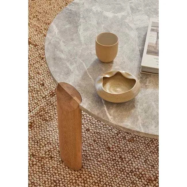 Globe West Coffee Tables Willa Marble Coffee Table - Natural Travertine - Light Oak