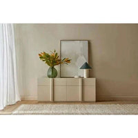 GlobeWest Rufus Indra Bowl green onyx polished marble centerpiece on console table in modern living room