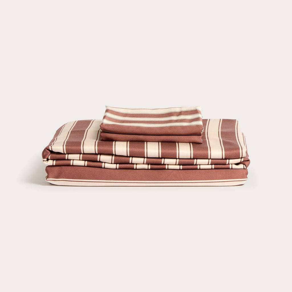 Mulberry Threads Bed Linen Mulberry Threads Cinnamon Stripe Bamboo Sheet Set