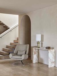Ponte marble console table styled in a living room