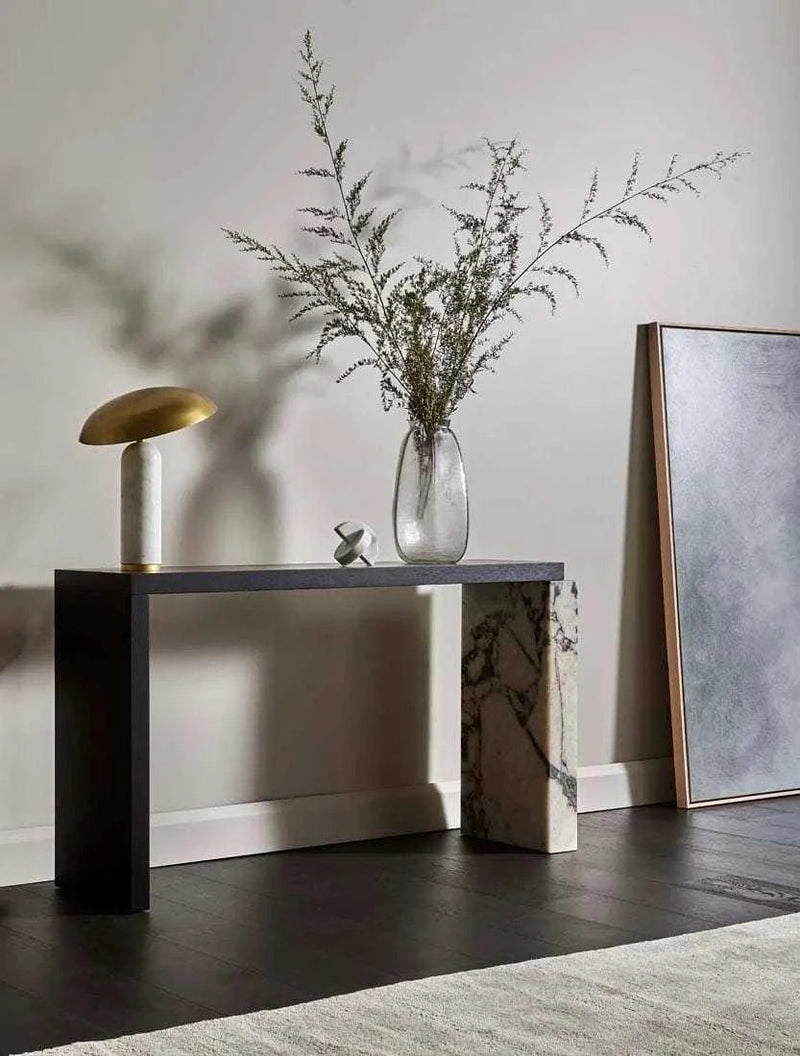 Globe West Lamps Globe West Easton Tilt Table Lamp - White Marble / Matt Brass