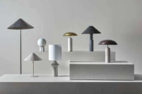 Globe West Lamps Globe West Easton Ellipse Table Lamp - Travertine/Burgundy