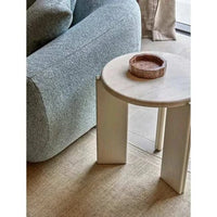 Globe West Side Tables GlobeWest Ray Marble Side Table - Natural Travertine - Shell