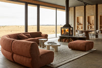 GlobeWest Juno Cloud Round Corner Sofa, styled in a room setting