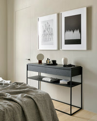 Ethnicraft Monolit Console - Black, styled in a room setting