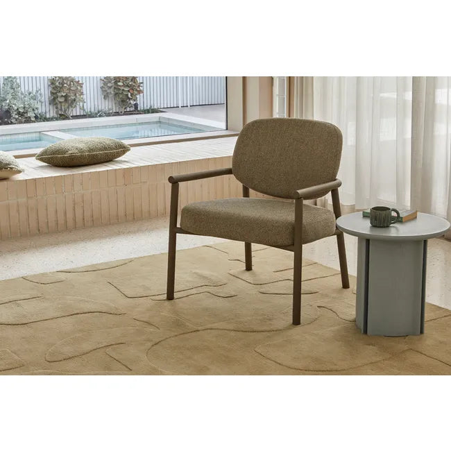 GlobeWest Leon Side Table in teal ash veneer with sculptural pillar base and demi-bullnose edges