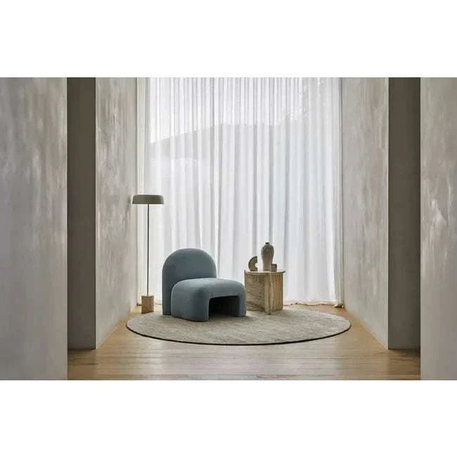 Alva Occasional Chair in Celeste Velvet upholstery in modern minimalist room setting
