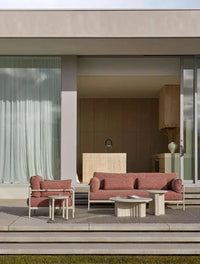 Cape 3 Seater Sofa in Tuscan Brick Sandcastle Tweed with aluminium frame and quick-dry foam cushions for outdoor use