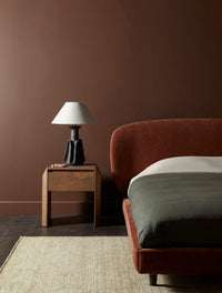 GlobeWest Lorne Ridge Table Lamp - Onyx - Oatmeal, styled in a room setting