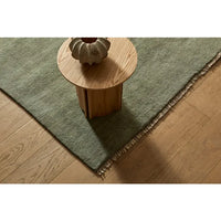 GlobeWest Leon Side Table in natural ash veneer with sculptural pillar base and demi-bullnose edges
