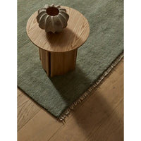 GlobeWest Leon Side Table natural ash veneer with sculptural pillar base and demi-bullnose edges