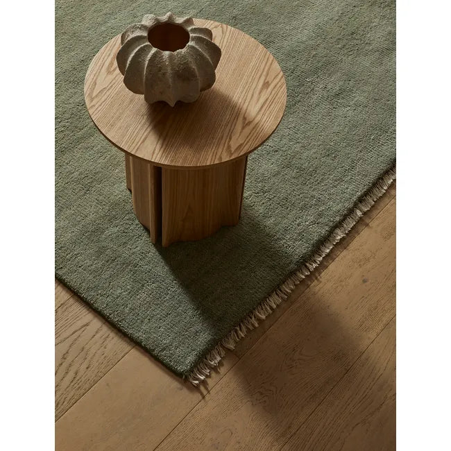 GlobeWest Leon Side Table natural ash veneer with sculptural pillar base and demi-bullnose edges