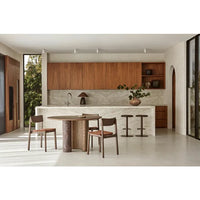 GlobeWest Plum swivel barstool in Lustrell Aura Natural upholstery with matt cashmere powder-coated steel base