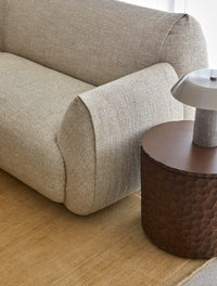 GlobeWest Easton Luna Table Lamp - Brown Marble - Brunette, styled in a room setting