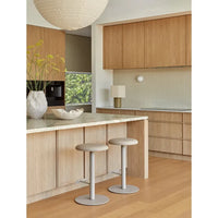 GlobeWest Plum Swivel Barstool with Warwick Lustrell Aura Natural upholstery and matt cashmere steel base