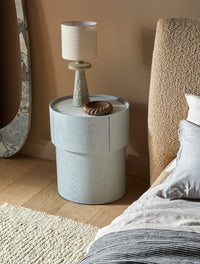 GlobeWest Lorne Sierra Table Lamp - Buff - Linen, styled in a room setting