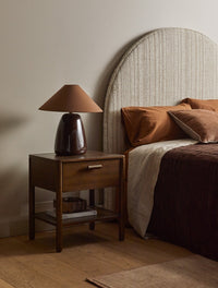 GlobeWest Lorne Pebble Table Lamp - White Sand - Ivory, styled in a room setting