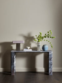 GlobeWest Easton Echo Table Lamp - Fog - Moss, styled in a room setting