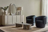 GlobeWest Lorne Retreat Table Lamp - Coconut - Linen, styled in a room setting