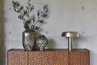 GlobeWest Easton Canopy Table Lamp - Pewter, styled in a room setting