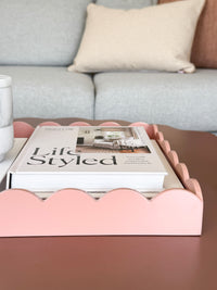 norsu STUDIO Rectangular Scalloped Tray – 43 × 33 cm, Ochre Pink