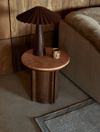 GlobeWest Sedona Ripple Table Lamp - Matt Puce, styled in a room setting