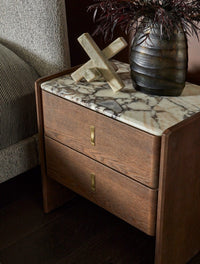 GlobeWest Rufus Juniper Sculpture - Armani Marble, styled in a room setting