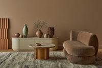 GlobeWest Leon Marble Coffee Table - Grey Travertine - Natural Ash